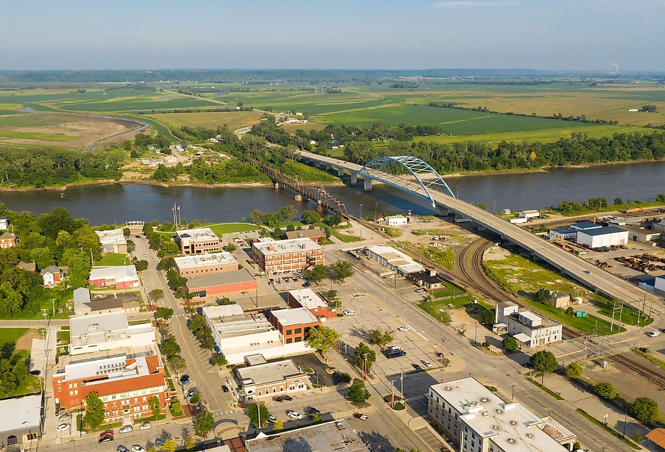 Downtown city center of Atchison, Kansas.
