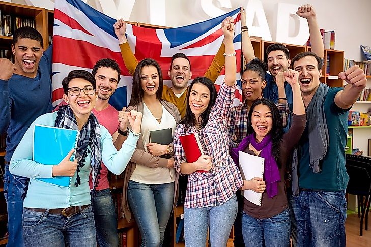 A diverse group of British college students illustrate the United Kingdom's changing demographic landscape.