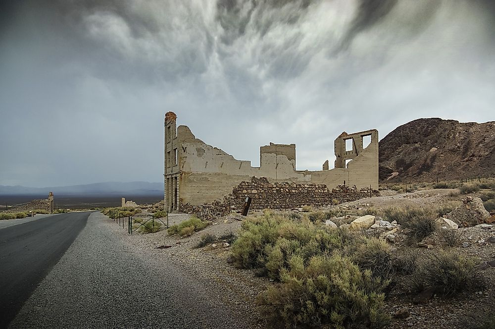 A former bank in the ghost town of Rhyolite, Nevada. 