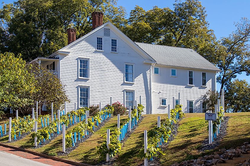 The Tumlin House, a restored farmhouse and vineyard in Dahlonega, Georgia