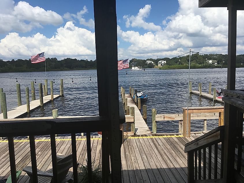 View of a river in the town of Gibsonton, Florida.